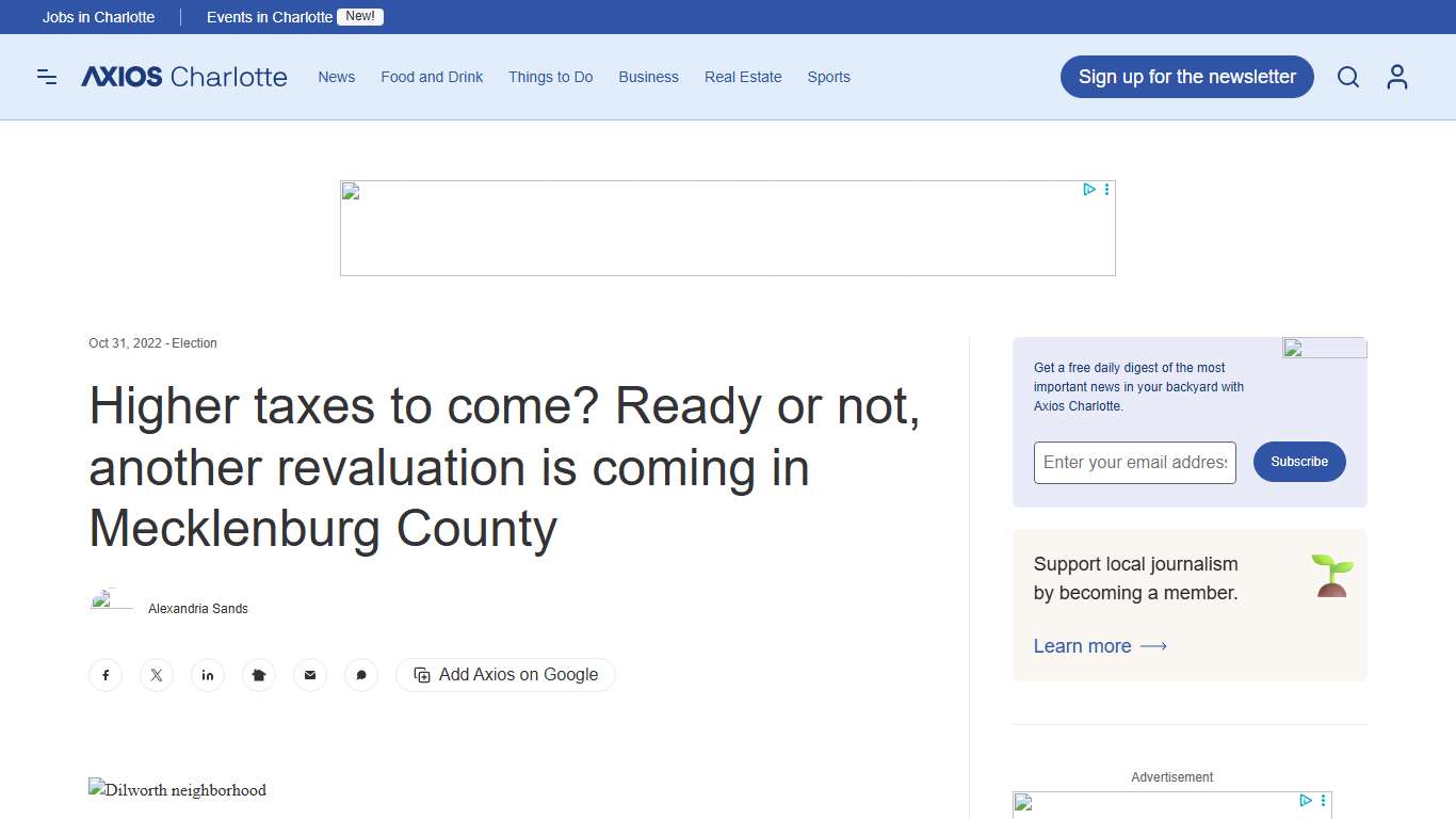 Higher taxes to come? Ready or not, another revaluation is coming in Mecklenburg County - Axios Charlotte