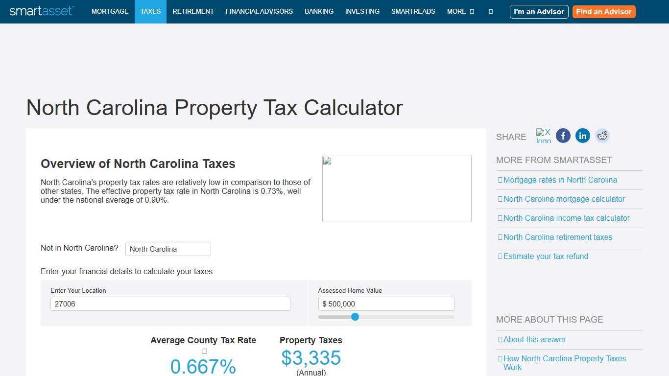 North Carolina Property Tax Calculator - SmartAsset