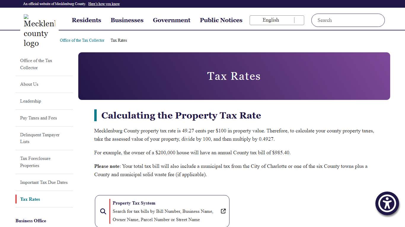 Tax Rates Office of the Tax Collector