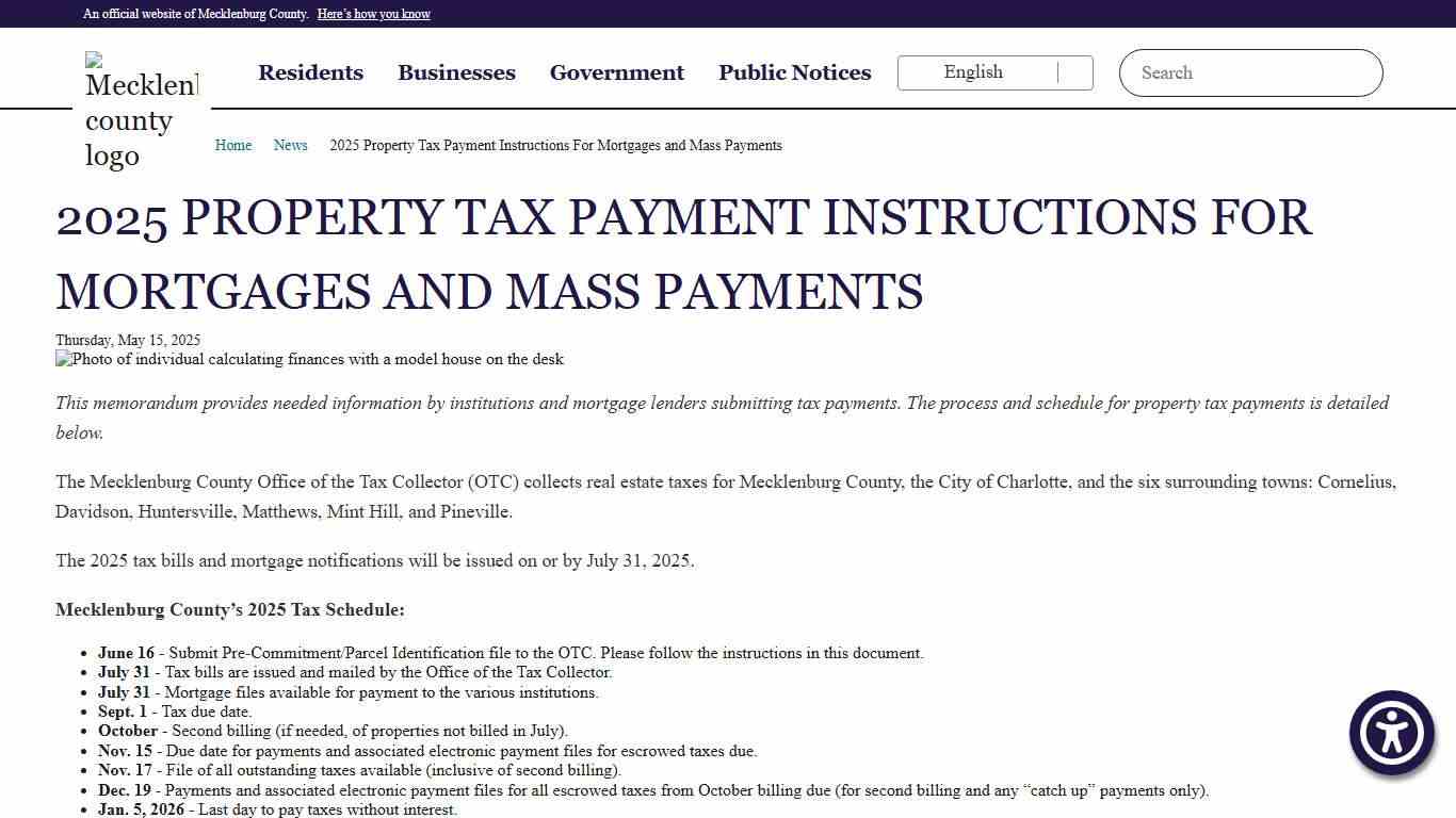 2025 Property Tax Payment Instructions for Mortgages and Mass Payments Office of the Tax Collector